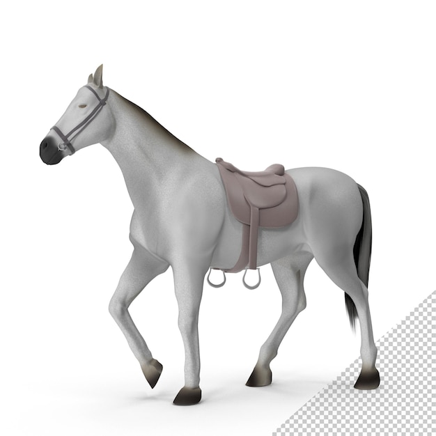 PSD cheval blanc avec selle png