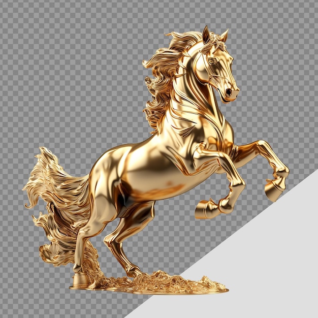 PSD cheval doré png isolé sur un fond transparent