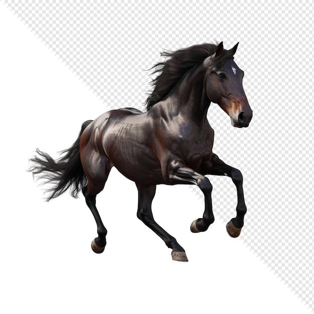 Cheval noir en cours d'exécution