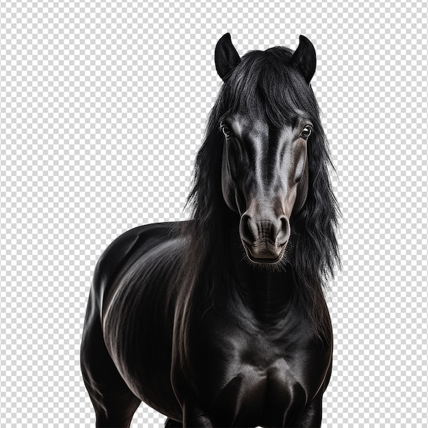 Un Cheval Noir Isolé Sur Un Fond Transparent Png