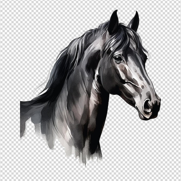 Un Cheval Noir Isolé Sur Un Fond Transparent Png