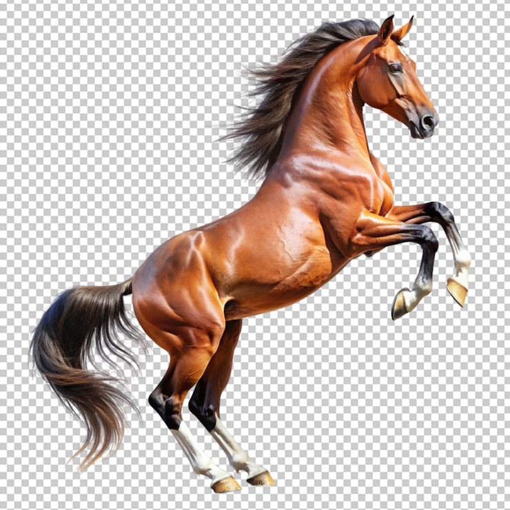 PSD un cheval qui court sur un fond transparent