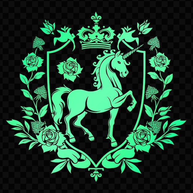 PSD un cheval vert avec une couronne sur le dos