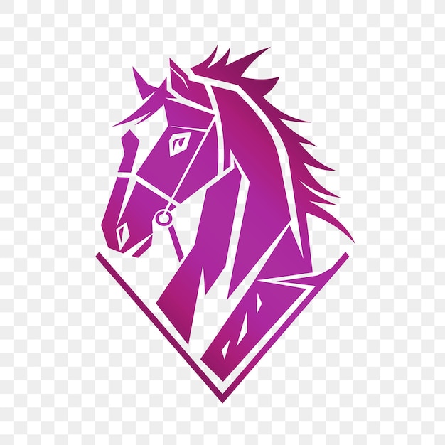PSD un cheval violet avec un fond violet et le logo d'un cheval