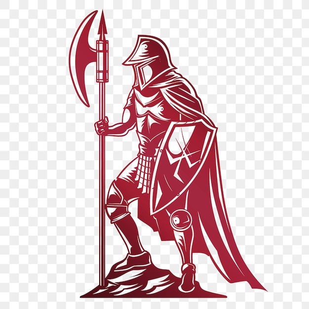 PSD un chevalier avec une cape rouge et une épée