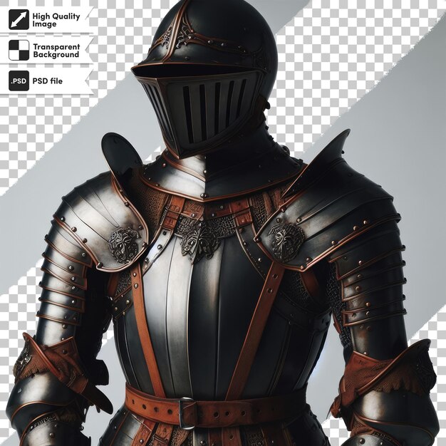 PSD chevalier médiéval en armure sur fond transparent avec couche de masque modifiable