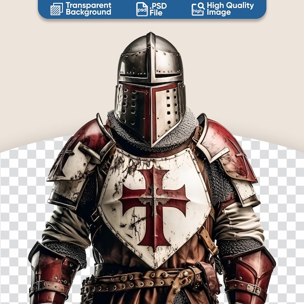 PSD le chevalier templier de l'époque médiévale dans red cross armor crusader hd.