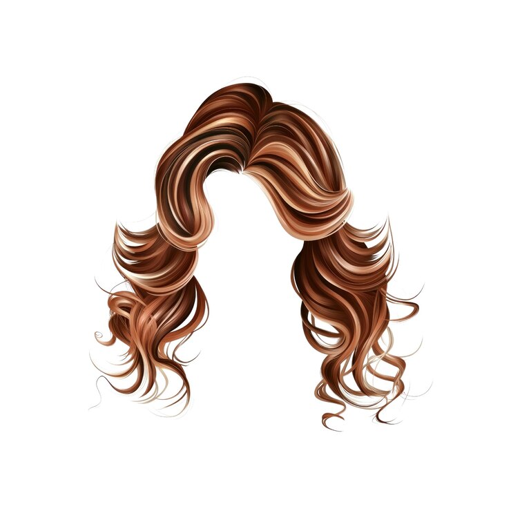 PSD des cheveux bruns ondulés isolés sur un fond blanc