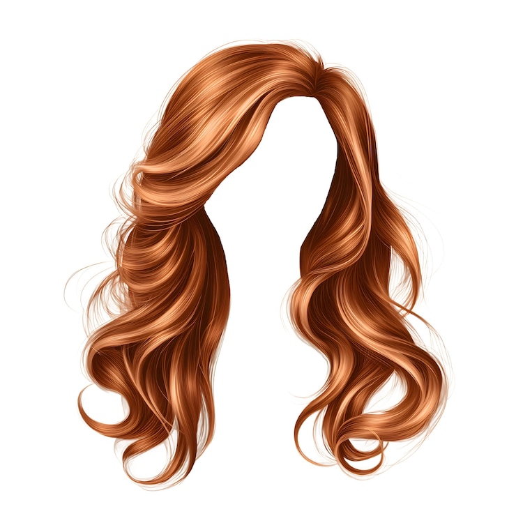 PSD les cheveux longs et bouclés rouges
