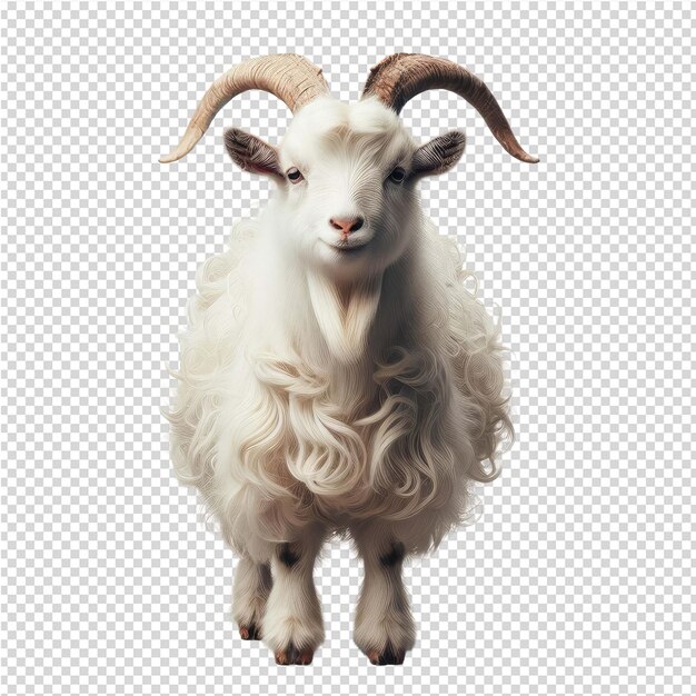 PSD une chèvre avec des cornes et des cornes se tient sur une grille