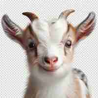 PSD une chèvre avec un visage blanc et des oreilles brunes et un fond noir et blanc
