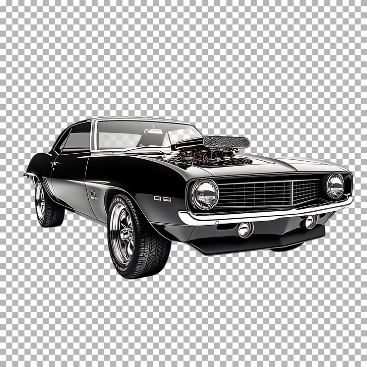 PSD el chevrolet camaro ss de 1969 aislado sobre un fondo transparente