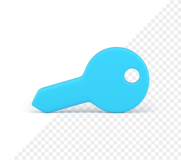 Chiave blu con foro orizzontale password accesso privacy controllo ingresso icona 3d realistica