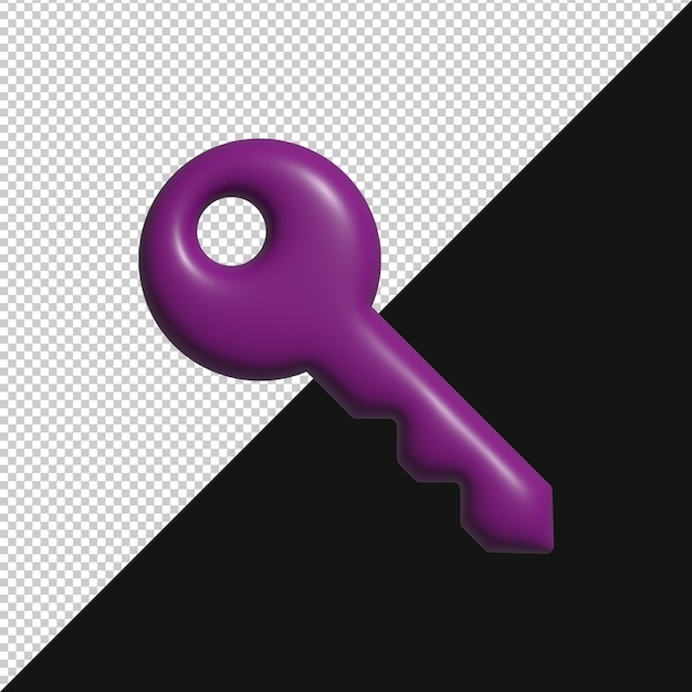 Chiave viola Render 3D di oggetti isolati su sfondo bianco