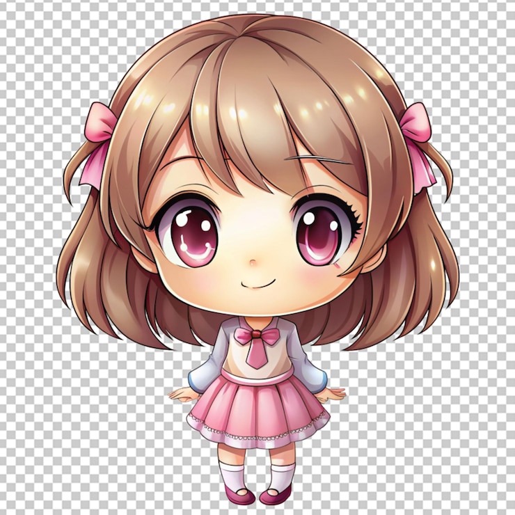 PSD chibi-charakter süßes zeichentrickfilm auf durchsichtigem hintergrund