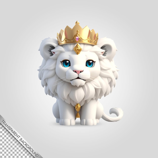 Chibi lion portant une couronne fond transparent