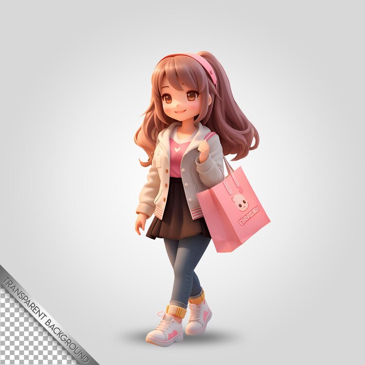 PSD chibi personaje lindo dibujos animados fondo transparente