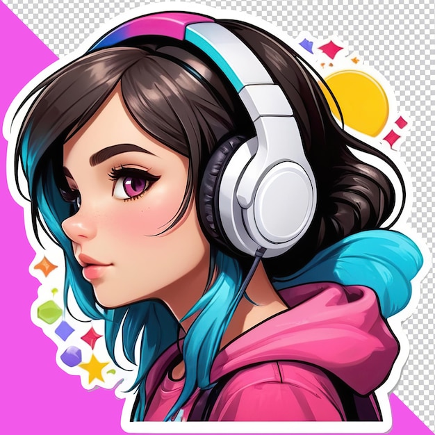 PSD una chica de anime con auriculares