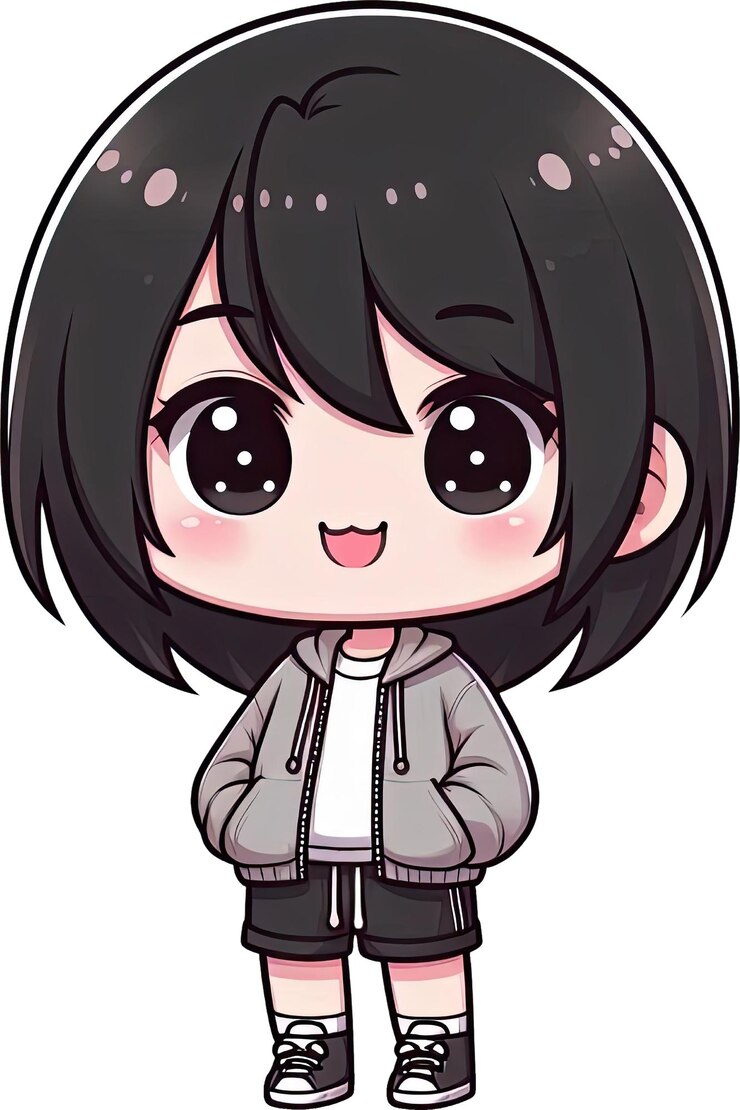 PSD chica de anime con ojos grandes y una sonrisa