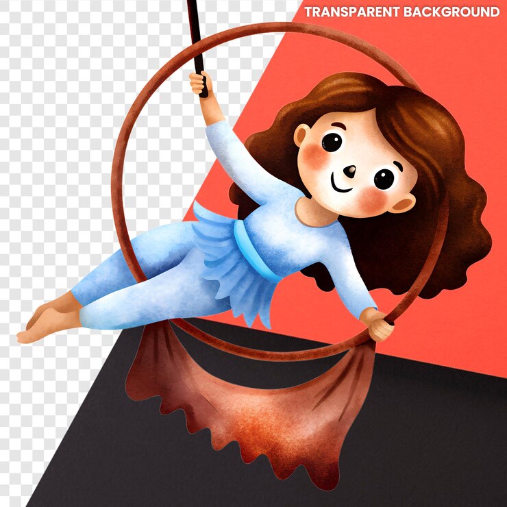 PSD una chica en un aro con un arco y una foto de una chica sobre él