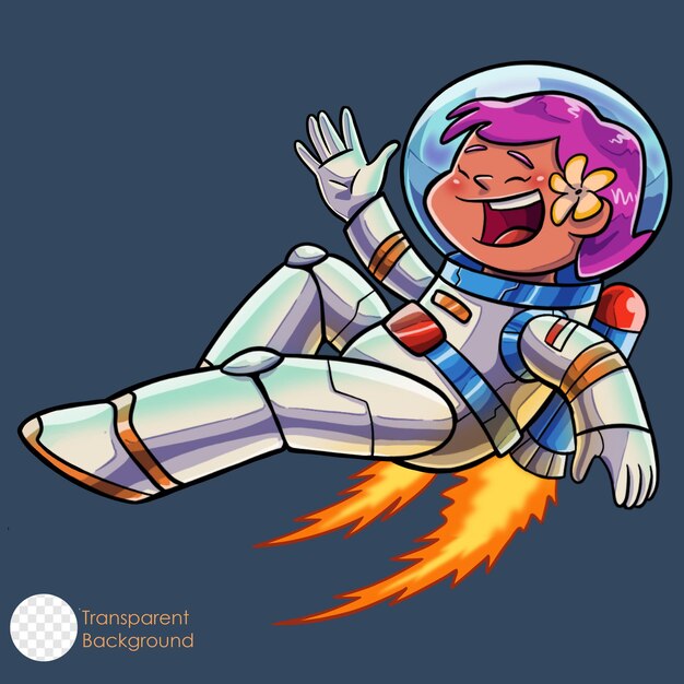 PSD chica astronauta volando en la ilustración espacial