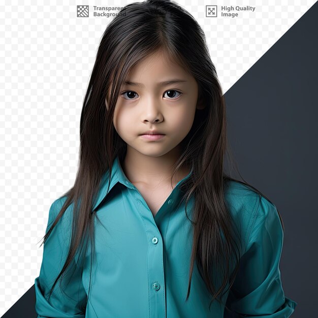 Una chica con cabello largo y castaño y una camisa verde