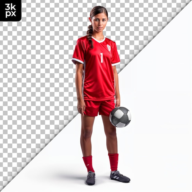 Una chica con una camiseta de fútbol roja con el número 1 en ella