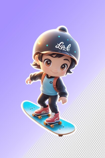 PSD una chica con un casco y un casco en una patineta