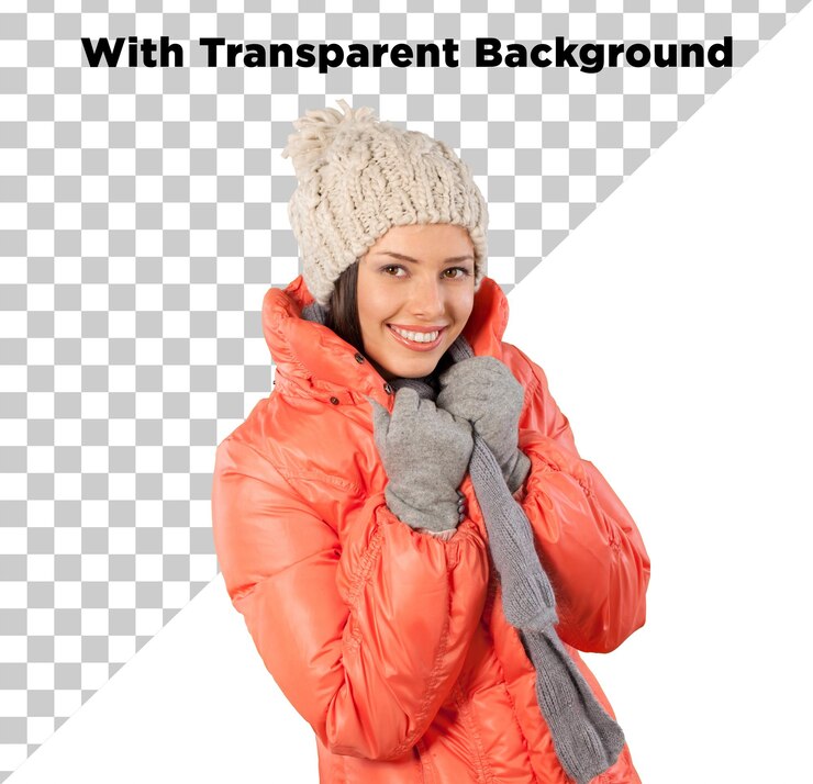 PSD chica con chaqueta disfrutando en invierno png psd aislado en fondo transparente