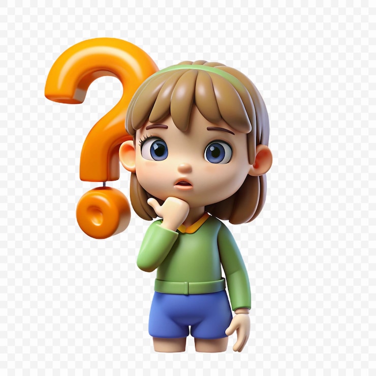 PSD la chica curiosa con el signo de pregunta