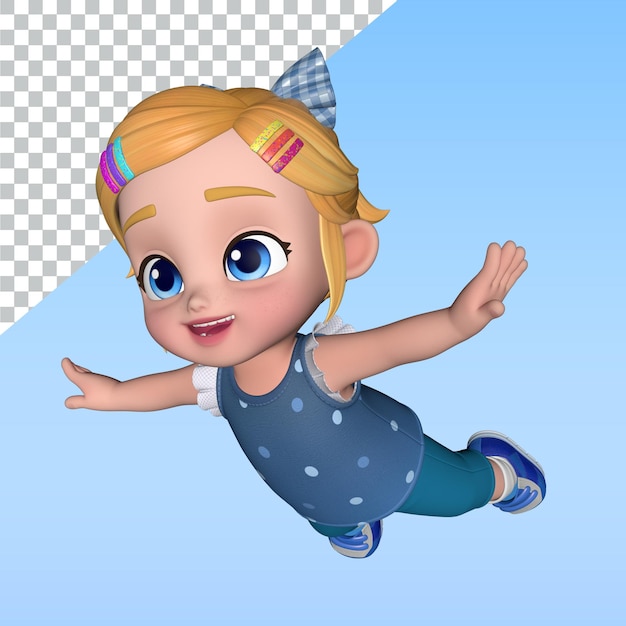 una chica de dibujos animados un personaje de dibujo animado en 3D posa ilustración de diseño de biblioteca personaje de renderización en 3D