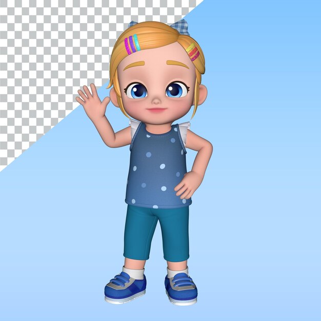 una chica de dibujos animados un personaje de dibujo animado en 3D posa ilustración de diseño de biblioteca personaje de renderización en 3D