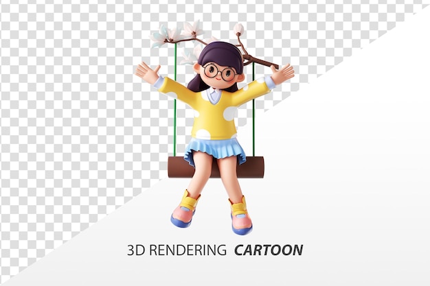 Chica de dibujos animados de renderizado 3d