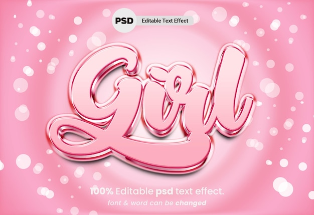 PSD chica efecto de texto 3d editable