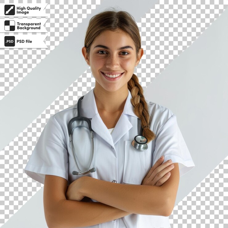 PSD una chica con un estetoscopio en el cuello