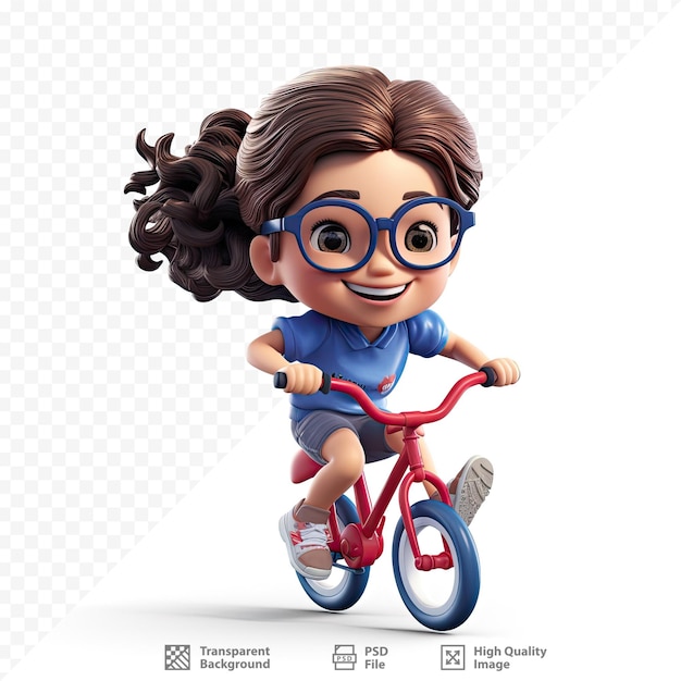 PSD una chica con gafas en bicicleta y una foto de una chica en bicicleta.