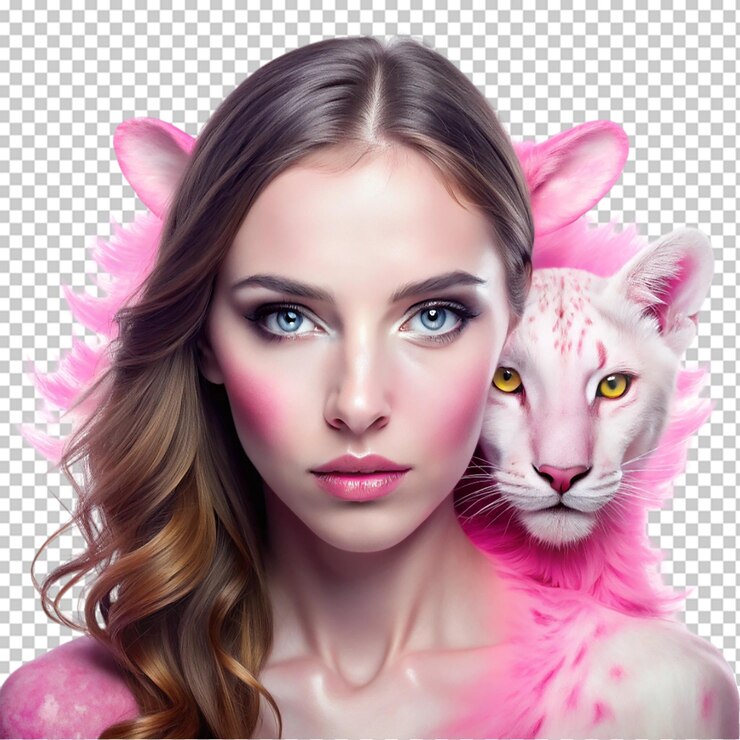 PSD una chica hermosa sobre un fondo transparente