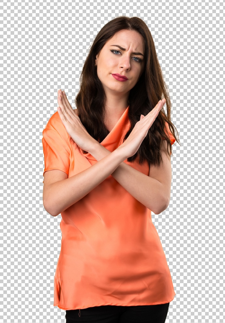 PSD chica joven hermosa que no hace ningún gesto