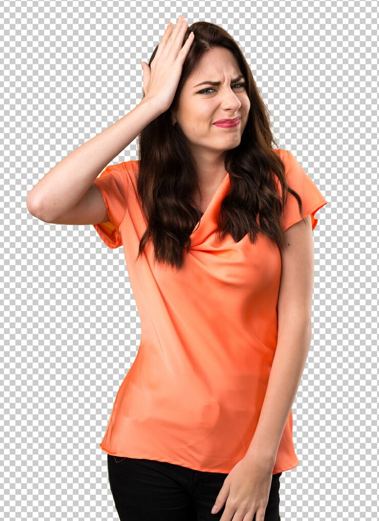 PSD chica joven hermosa que tiene dudas
