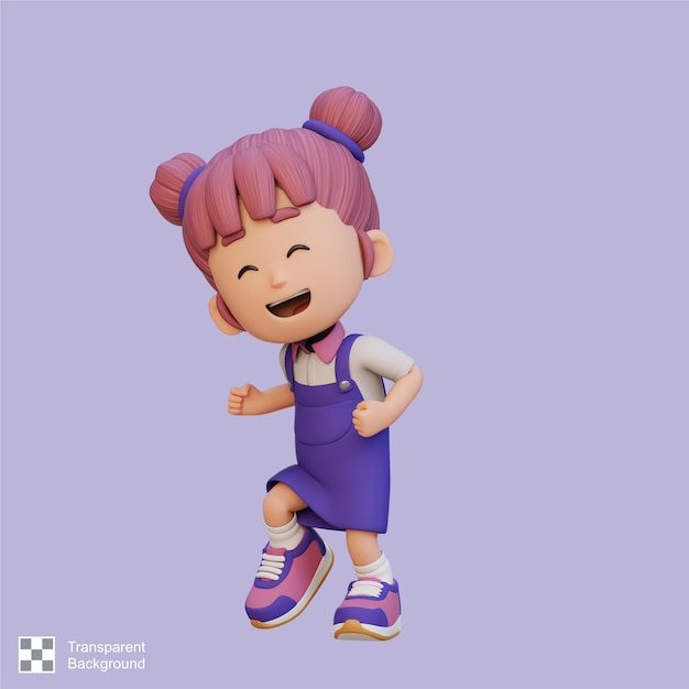 Una chica linda en 3D bailando feliz