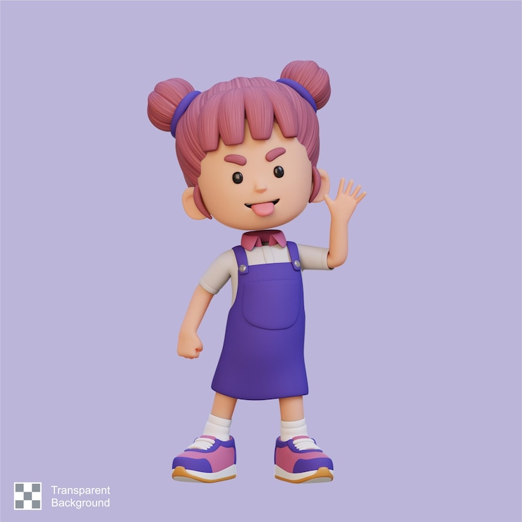 PSD una chica linda en 3d se burla de mí.