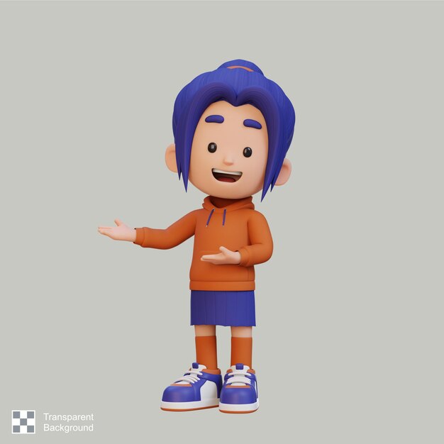 Una chica linda en 3D presenta una pose