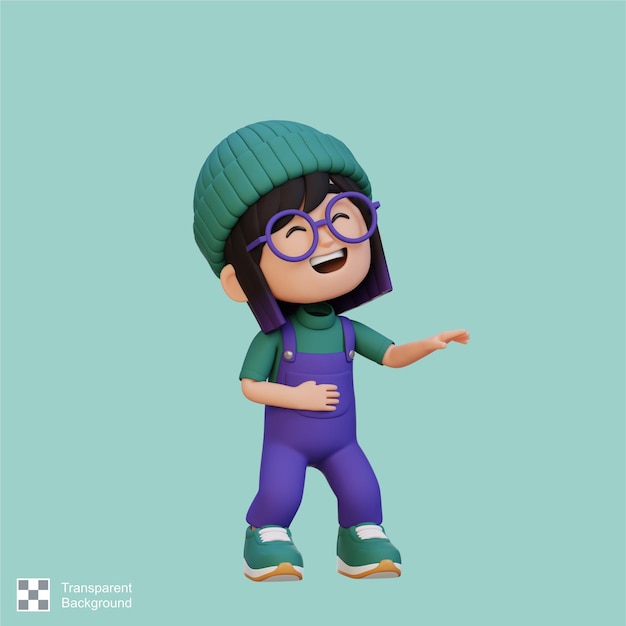 PSD una chica linda en 3d riendo