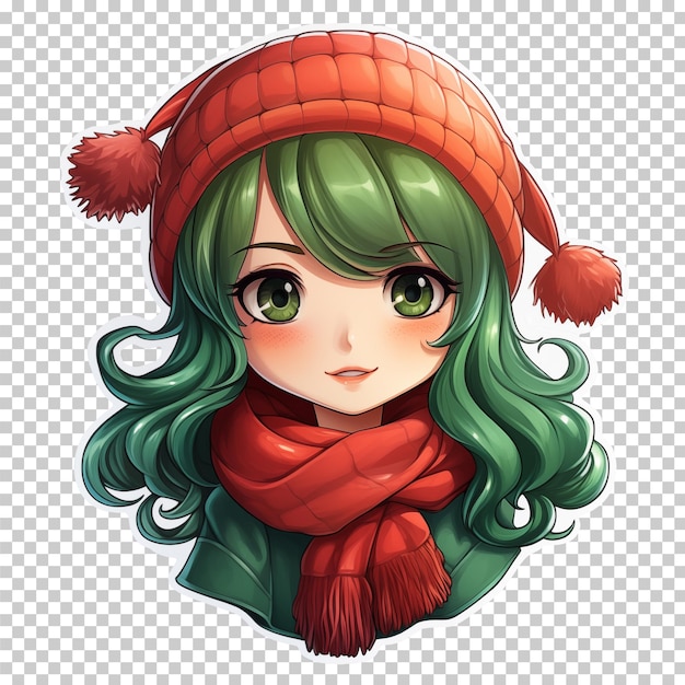 PSD chica linda con bufanda y gorra para la ilustración de la temporada de invierno aislada