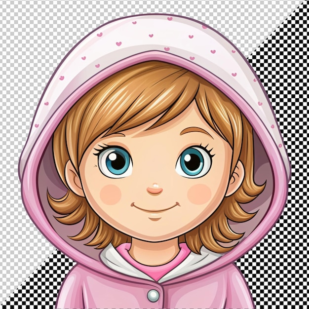 PSD chica linda con capucha vector sobre un fondo transparente