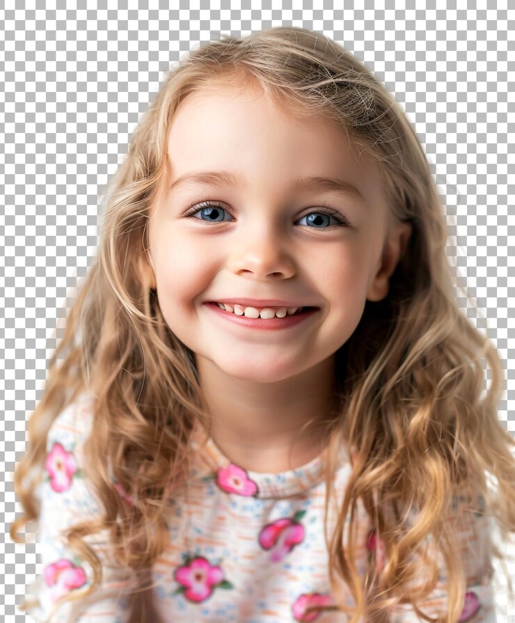 PSD una chica linda y linda, un personaje aislado sobre un fondo blanco.