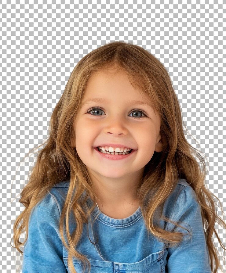 PSD una chica linda y linda, un personaje aislado sobre un fondo blanco.