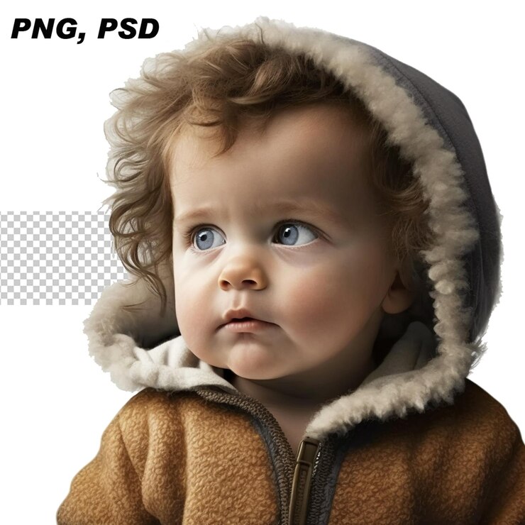PSD chica linda con sombrero azul aislada sobre un fondo transparente