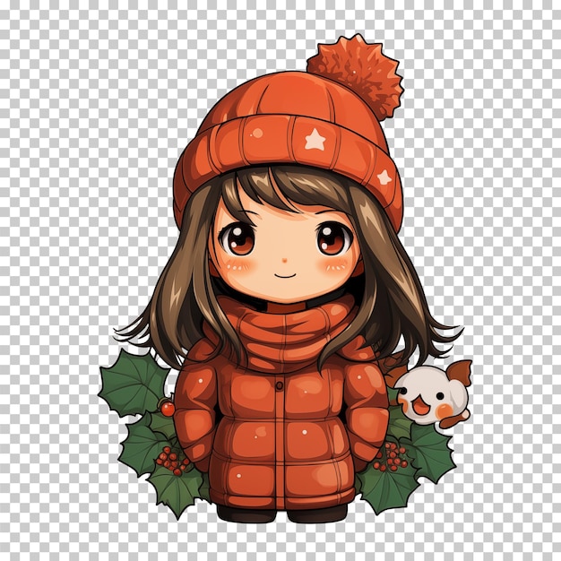 PSD chica linda con el tema de navidad ilustración clip art