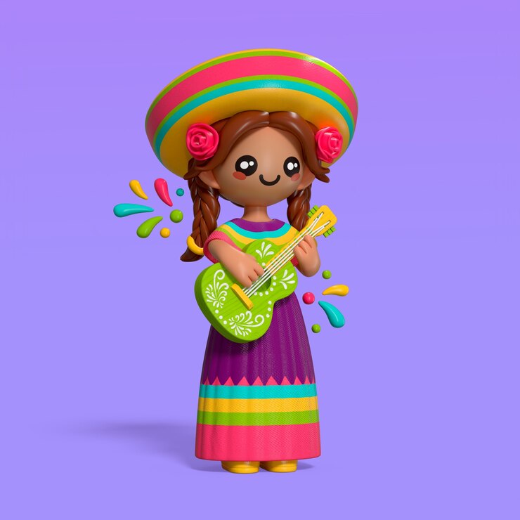 PSD una chica mexicana linda tocando la guitarra